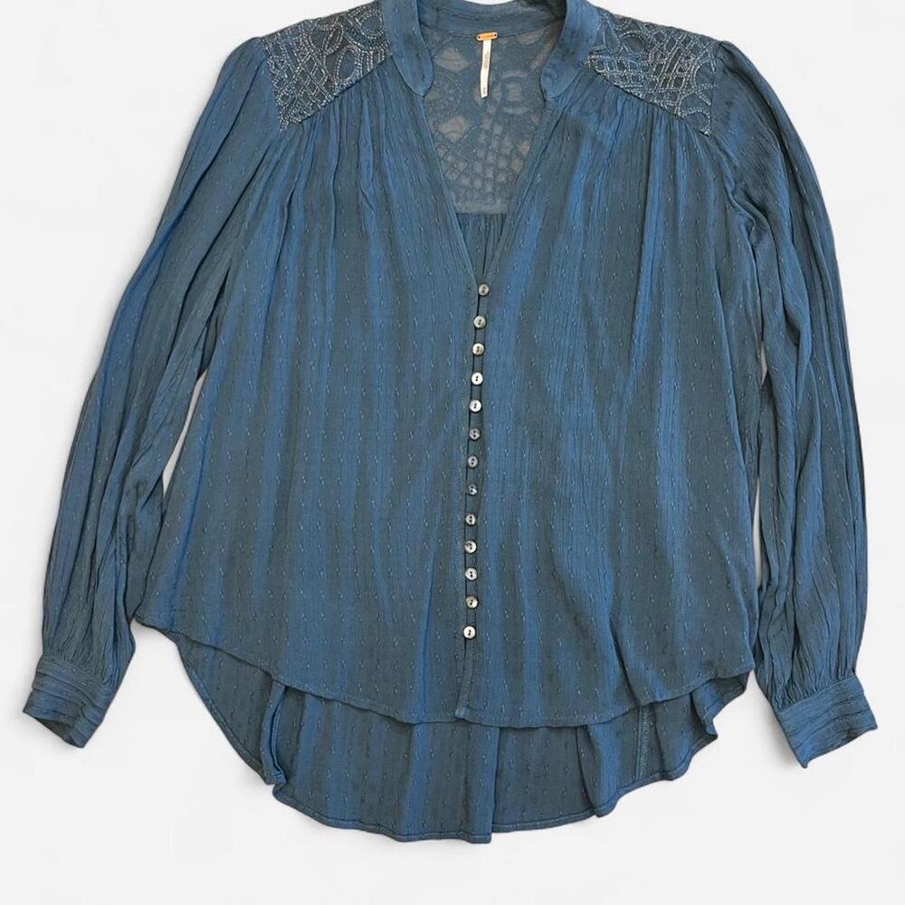 Free People "Canyon Rose" embroidered blouse top